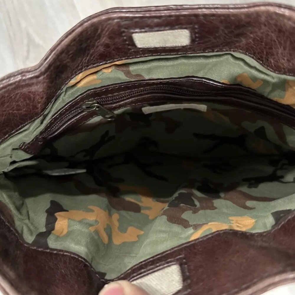 Y2K Diesel Cyber Techwear Leather&Canvas Bag Khaki Multipocket Utility Cargo Bag - Picture 3 of 5